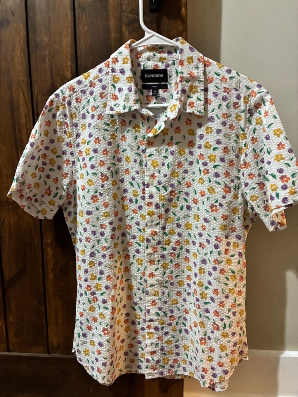Bonobos Men's Short Sleeve Button-Down Slim Fit Floral M Beach Vacation Summer
